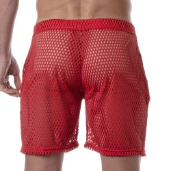 Short de la marque TOF PARIS - Short long Tof Paris See Through - rouge - Ref : TOF390R