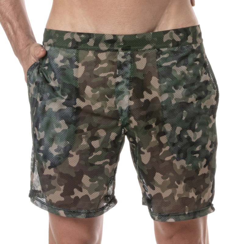 Short de la marque TOF PARIS - Short long Tof Paris See Through - camo - Ref : TOF391CK