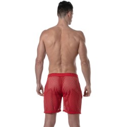 Breve del marchio TOF PARIS - Pantaloncini lunghi Tof Paris See Through - rosso - Ref : TOF390R