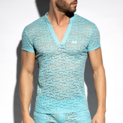 Maniche del marchio ES COLLECTION - Spider - T-shirt manica corta Azzurro - Ref : TS320 C23