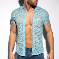 Shirt of the brand ES COLLECTION - Short-sleeved shirt spider - sky blue - Ref : SHT026 C23