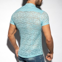 Chemise de la marque ES COLLECTION - Chemise manches courtes spider - bleu ciel - Ref : SHT026 C23