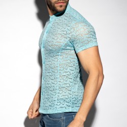 Chemise de la marque ES COLLECTION - Chemise manches courtes spider - bleu ciel - Ref : SHT026 C23