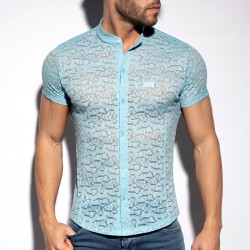 Chemise de la marque ES COLLECTION - Chemise manches courtes spider - bleu ciel - Ref : SHT026 C23