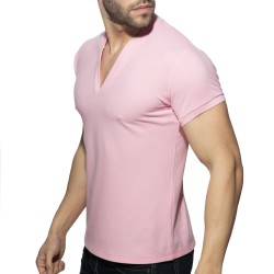 Polo der Marke ADDICTED - Poloshirt AD V-Ausschnitt - pink - Ref : AD1258 C05