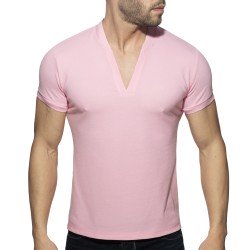 Polo de la marque ADDICTED - Polo Shirt AD V-neck - rose - Ref : AD1258 C05
