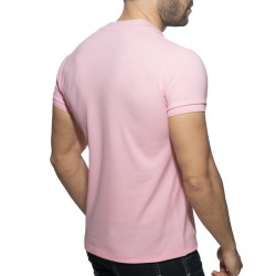 Polo de la marque ADDICTED - Polo Shirt AD V-neck - rose - Ref : AD1258 C05