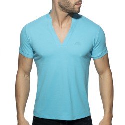 Polo de la marque ADDICTED - Polo Shirt AD V-neck - turquoise - Ref : AD1258 C08