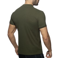 Polo de la marque ADDICTED - Polo Shirt AD V-neck - kaki - Ref : AD1258 C12