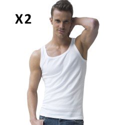 Tirantes de la marca ATHÉNA - Juego de 2 camisetas sin mangas, algodón orgánico blanco hipoalergénico - Ref : L210 0950 