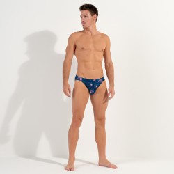 Slip der Marke HOM - Micro Slip Comfort HOM Funky Styles - Marineblauer Tiger- und Blumenprint - LIMITED EDITION - Ref : 402897 
