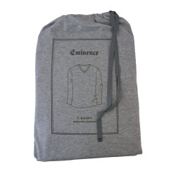 T-Shirt long col V gris chiné