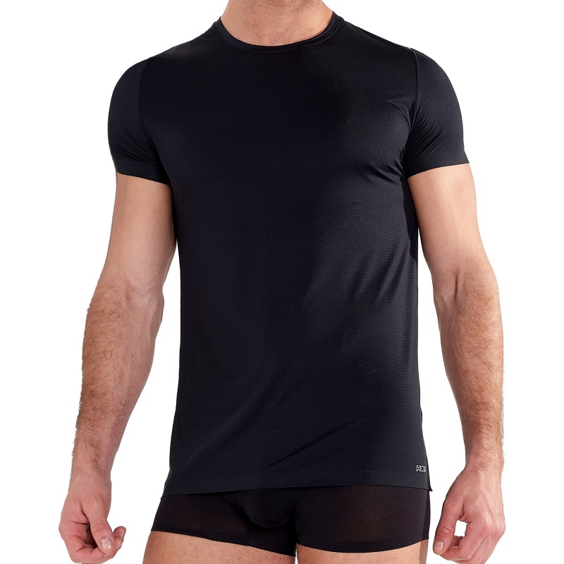 Haut de la marque HOM - T-shirt Col rond H-Fresh HOM - noir - Ref : 403003 0004
