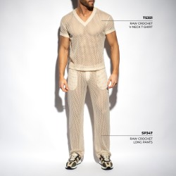 Débardeur de la marque ES COLLECTION - T-Shirt Raw Crochet V-Neck - Ref : TS351 C28