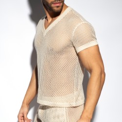 Débardeur de la marque ES COLLECTION - T-Shirt Raw Crochet V-Neck - Ref : TS351 C28