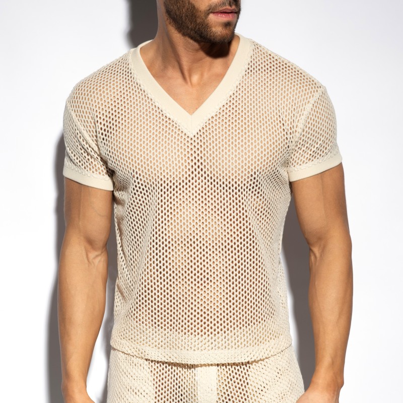 Débardeur de la marque ES COLLECTION - T-Shirt Raw Crochet V-Neck - Ref : TS351 C28