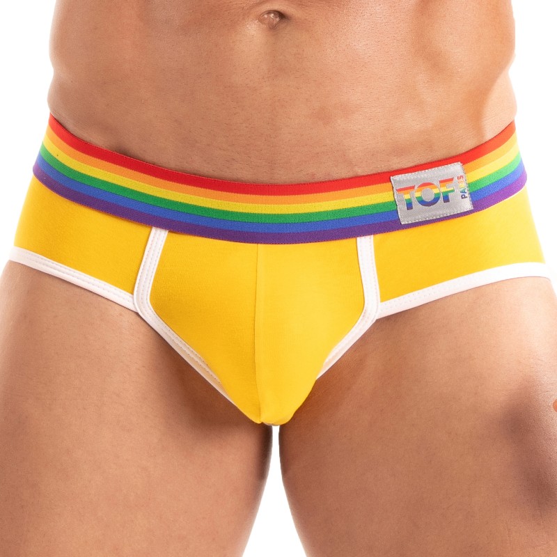 Slip, Tanga de la marque TOF PARIS - Slip Tof Paris Rainbow - Jaune - Ref : TOF532J
