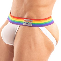 Suspensorios de la marca TOF PARIS - Jockstrap Tof Paris Rainbow - Blanco - Ref : TOF533B