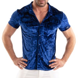 Camisa de la marca TOF PARIS - Camisa de terciopelo arrugado Tof Paris - Azul - Ref : TOF513BUR