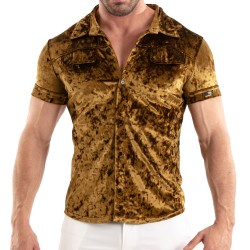 Camisa de la marca TOF PARIS - Tof Paris Camisa de terciopelo arrugado - Oro - Ref : TOF513OR