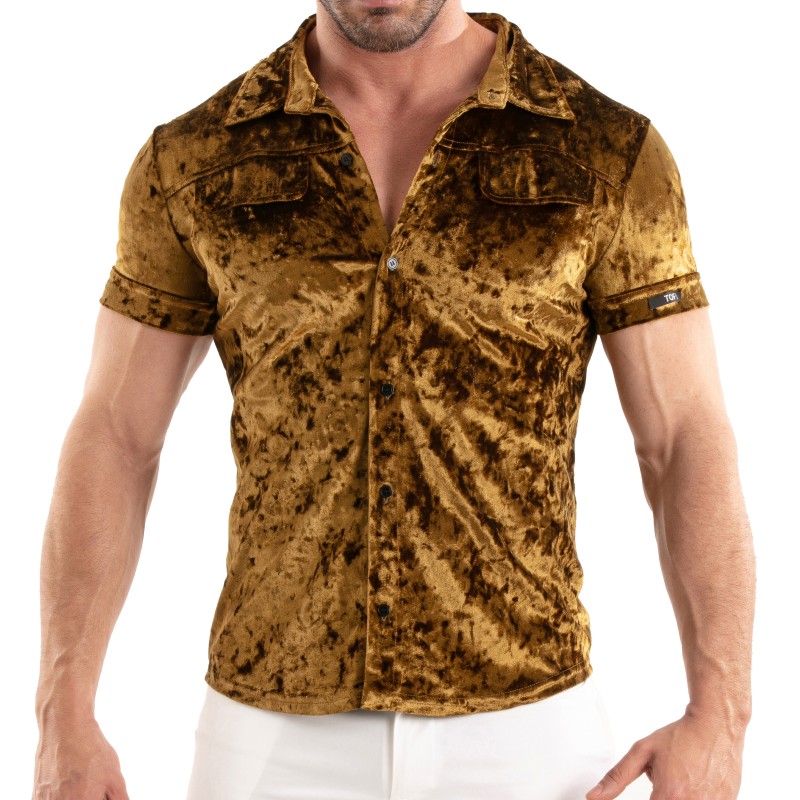 Shirt der Marke TOF PARIS - Tof Paris Hemd aus Crinkle Samt - Gold - Ref : TOF513OR