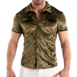 Camisa de la marca TOF PARIS - Tof Paris Camisa de terciopelo arrugado - Caqui - Ref : TOF513K