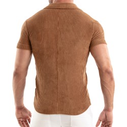 Chemise de la marque TOF PARIS - Chemise Tricotée En Velours Côtelé Tof Paris - Camel - Ref : TOF512M