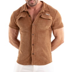 Chemise de la marque TOF PARIS - Chemise Tricotée En Velours Côtelé Tof Paris - Camel - Ref : TOF512M
