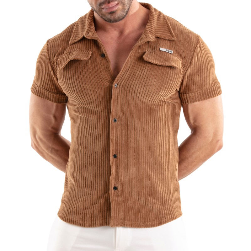 Shirt of the brand TOF PARIS - Chemise Tricotée En Velours Côtelé Tof Paris Camel - Ref : TOF512M