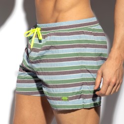 Short de bain de la marque ES COLLECTION - Short de Bain Multi Stripes - Kaki - Ref : 2505 C12