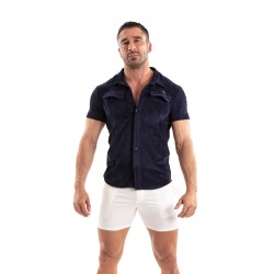 Chemise de la marque TOF PARIS - Chemise Tricotée En Velours Côtelé Tof Paris - Bleu Marine - Ref : TOF512BU