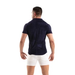 Chemise de la marque TOF PARIS - Chemise Tricotée En Velours Côtelé Tof Paris - Bleu Marine - Ref : TOF512BU