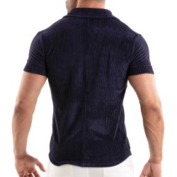 Chemise de la marque TOF PARIS - Chemise Tricotée En Velours Côtelé Tof Paris - Bleu Marine - Ref : TOF512BU