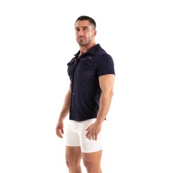 Chemise de la marque TOF PARIS - Chemise Tricotée En Velours Côtelé Tof Paris - Bleu Marine - Ref : TOF512BU