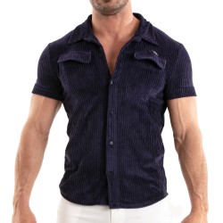 Chemise de la marque TOF PARIS - Chemise Tricotée En Velours Côtelé Tof Paris - Bleu Marine - Ref : TOF512BU