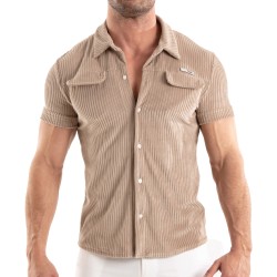 Chemise de la marque TOF PARIS - Chemise Tricotée En Velours Côtelé Tof Paris - Sable - Ref : TOF512BE