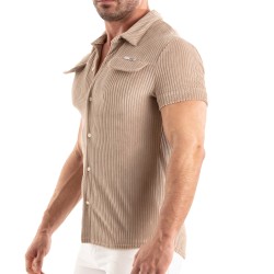 Chemise de la marque TOF PARIS - Chemise Tricotée En Velours Côtelé Tof Paris - Sable - Ref : TOF512BE
