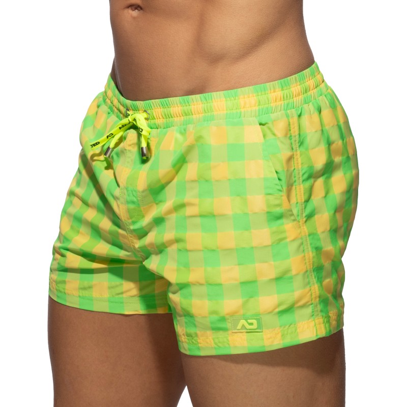 Bath Shorts of the brand ADDICTED - Flashy Squares Swim Shorts - Yellow - Ref : ADS350 C03 Bath Shorts of the brand ADDICTED - Flashy Squares Swim Shorts - Yellow - Ref : ADS350 C03