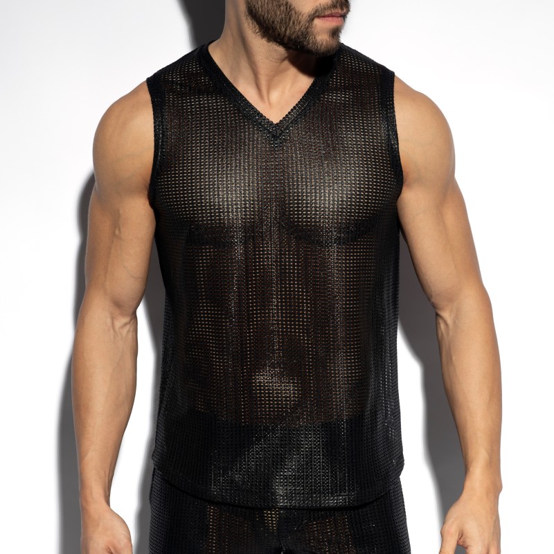 Tank top der Marke ES COLLECTION - Tanktop mit V-Ausschnitt Wysiwyg - Schwarz - Ref : TS348 C10