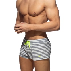 Badehosen der Marke ADDICTED - Kurze recycelte Badeshorts mit marineblauen Streifen - Ref : ADS353 C09