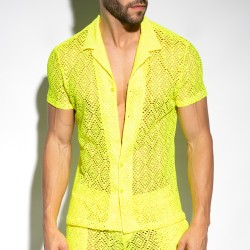 Chemise de la marque ES COLLECTION - Chemise Ibiza Retro - Jaune Néon - Ref : SHT027 C31
