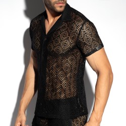 Chemise de la marque ES COLLECTION - Chemise Ibiza Retro - Noir - Ref : SHT027 C10