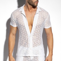Camicia del marchio ES COLLECTION - Chemise Ibiza Retro - Ivoire - Ref : SHT027 C02