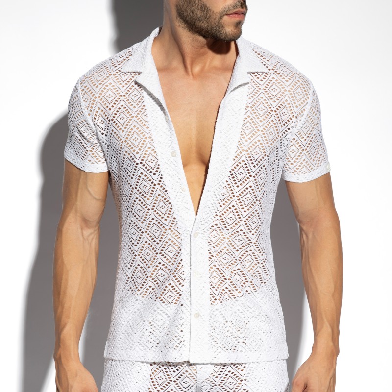 Camisa de la marca ES COLLECTION - Chemise Ibiza Retro - Ivoire - Ref : SHT027 C02