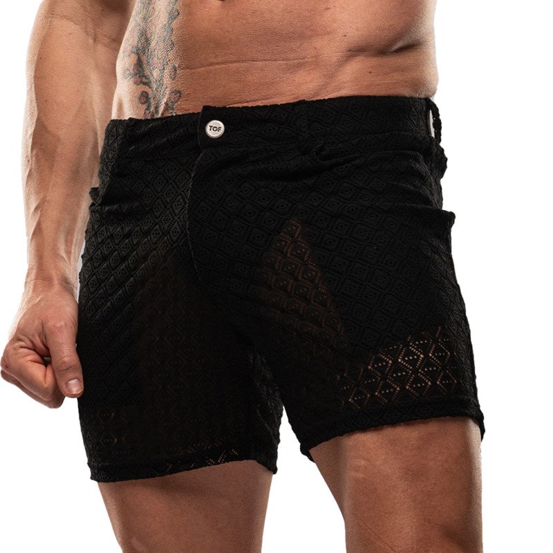 Short of the brand TOF PARIS - Short Mi-Cuisse Riviera Tof Paris - Noir - Ref : TOF571N