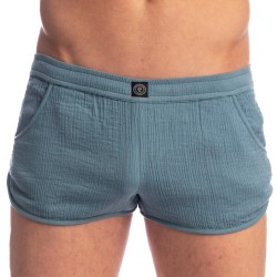 Short de la marque L HOMME INVISIBLE - Palm Spring - Lounge Split Short - Whisper Blue - Ref : SP05 PAL B15