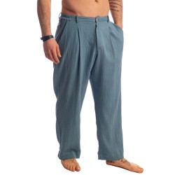 Pantaloni del marchio L HOMME INVISIBLE - Palm Spring - Flowy Lounge Trousers - Whisper Blue - Ref : RW20 PAL B15