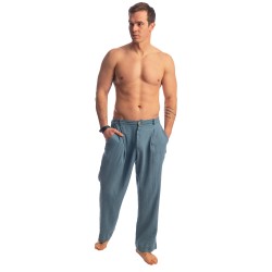 Pantaloni del marchio L HOMME INVISIBLE - Palm Spring - Flowy Lounge Trousers - Whisper Blue - Ref : RW20 PAL B15