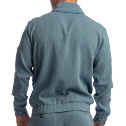 Veste de la marque L HOMME INVISIBLE - Palm Spring - Light Jacket with Shawl Collar - Whisper Blue - Ref : HW181 PAL B15