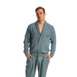 Veste de la marque L HOMME INVISIBLE - Palm Spring - Light Jacket with Shawl Collar - Whisper Blue - Ref : HW181 PAL B15